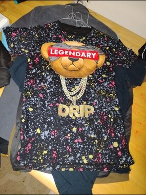 Legendary Drip Bear Graphic Tee - Black Splatter